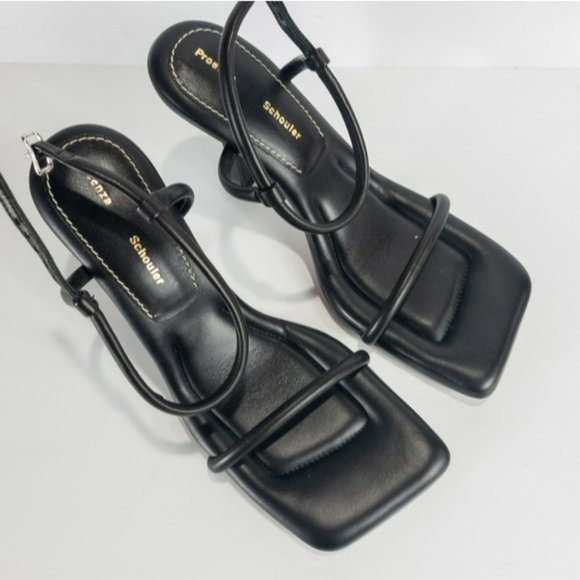 Proenza Schouler Square Toe High Heel Sandals Black -38.5 - Picture 7 of 9